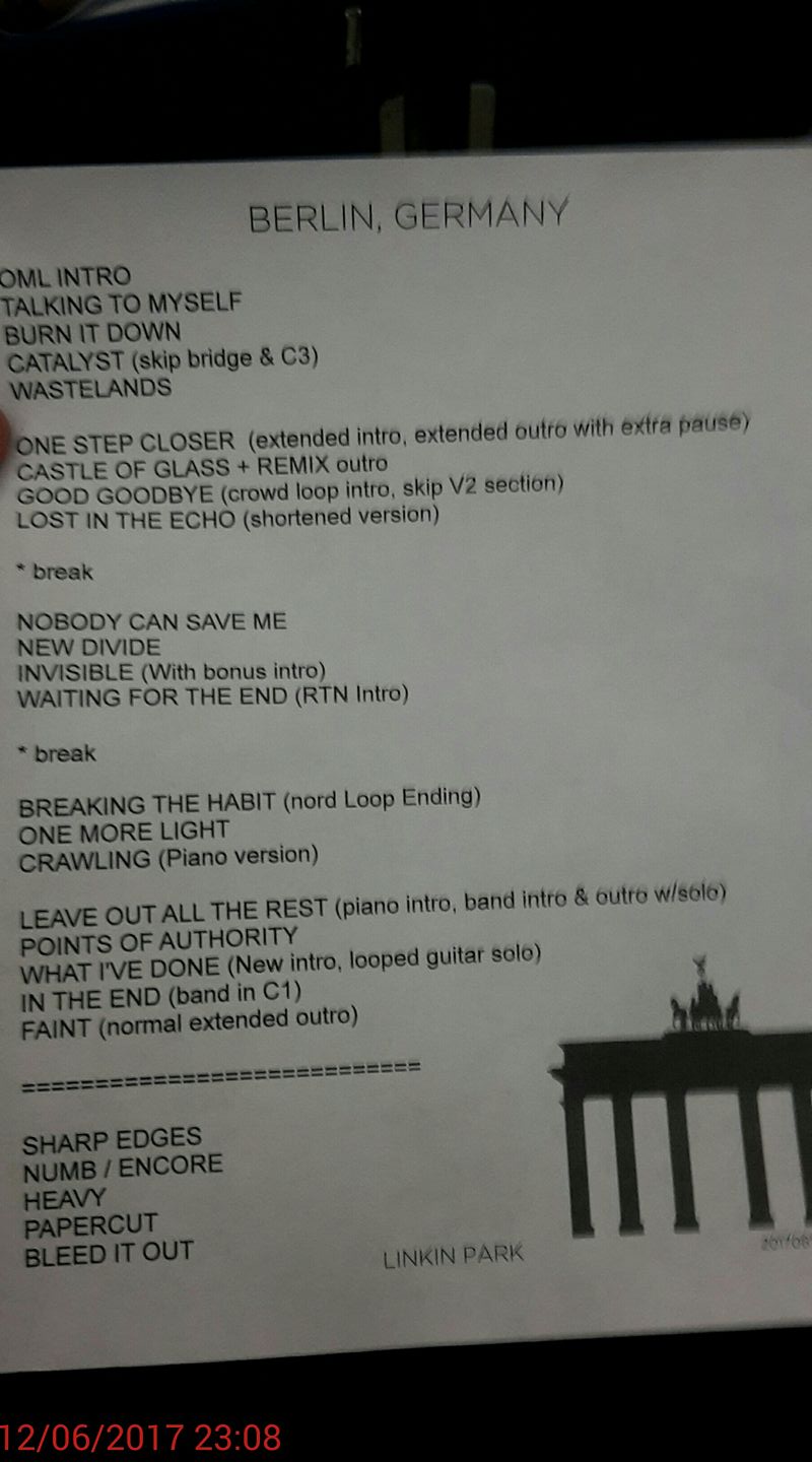 Linkin Park Berlin Setlist